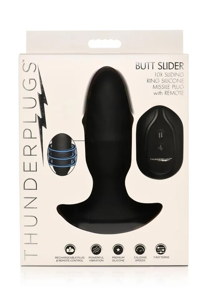 Male Sex Toys Thunder Plugs Thunder Plug Butt Slider 7x Sliding Ring Silicone Rechargeable Missle Plug with Remote Control