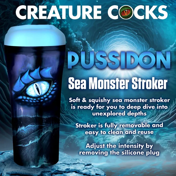 Male Sex Toys XR Brands Creature Cocks Pussidon Sea Monster Stroker Blue