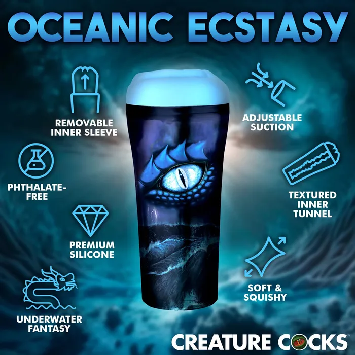 Male Sex Toys XR Brands Creature Cocks Pussidon Sea Monster Stroker Blue
