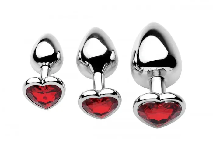 Male Sex Toys XR Brands Frisky Chrome Hearts 3 Piece Anal Plugs With Gem Accents Male Sex Toys XR Brands Frisky Chrome Hearts 3 Piece Anal Plugs With Gem Accents