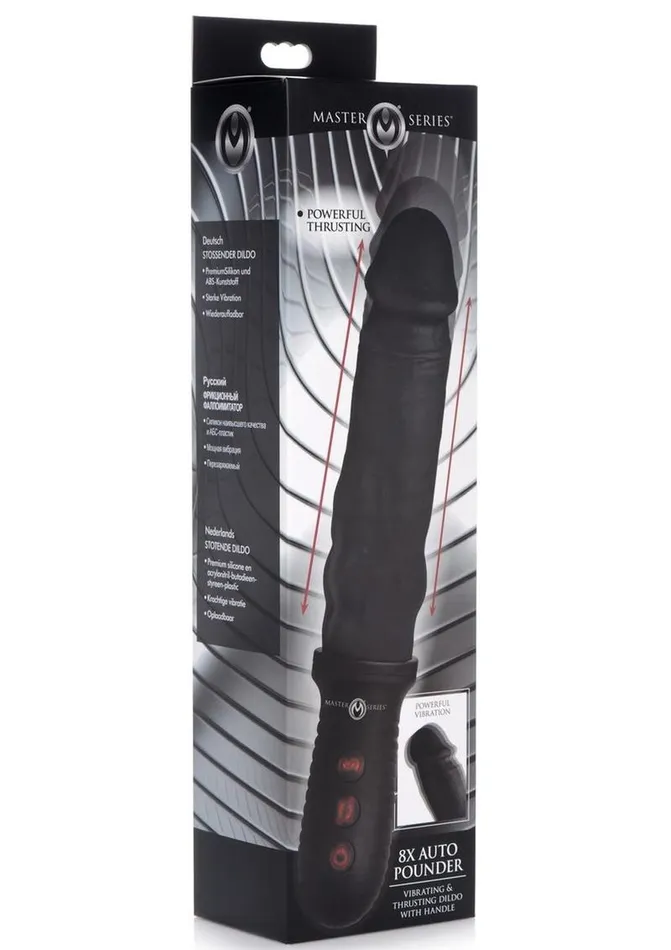 Master Series Female Sex Toys Master Series 8x Auto Pounder Rechargeable Silicone Vibrating and Thrusting Dildo with Handle