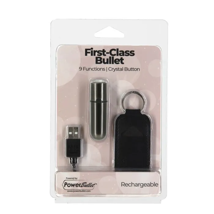 PowerBullet Female Sex Toys Power Bullet First Class Rechargeable Bulllet w Crystal Gun Metal