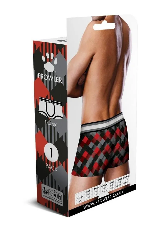 Prowler Vibrators Prowler Tartan 1 Trunk Lg BlkRed Fu23
