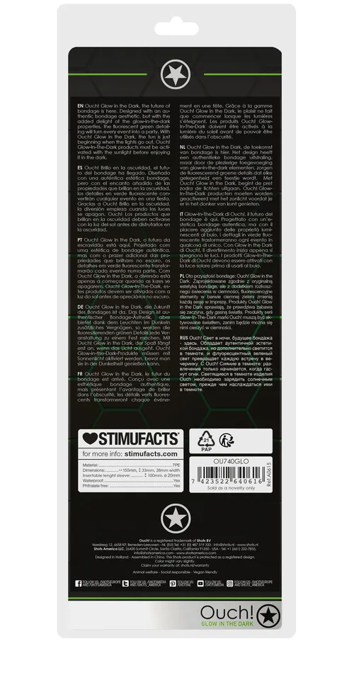 Shots Ouch Male Sex Toys Smooth Stretchy Penis Sleeve Glow in the Dark