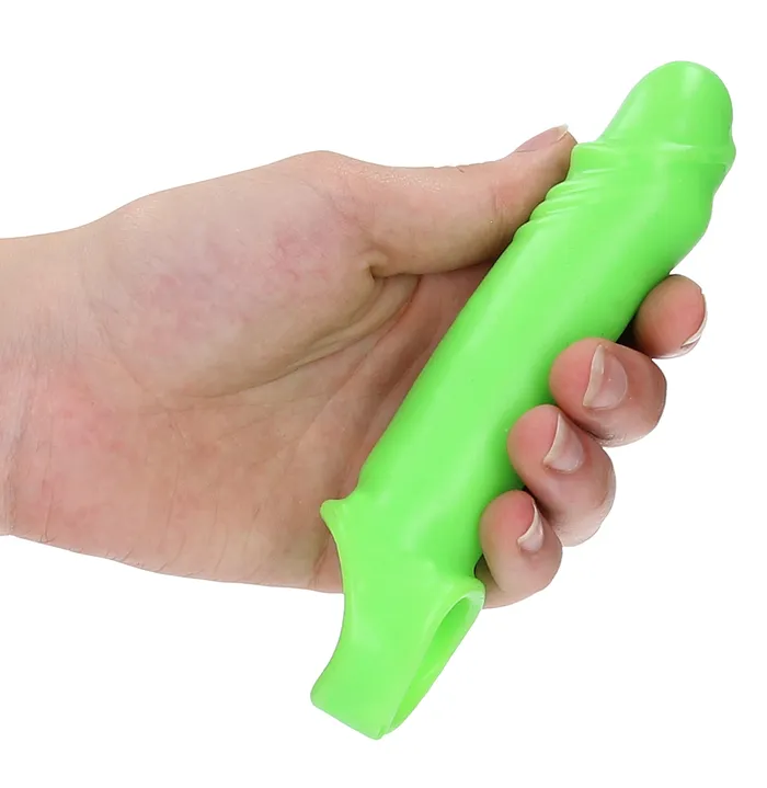 Shots Ouch Male Sex Toys Smooth Stretchy Penis Sleeve Glow in the Dark
