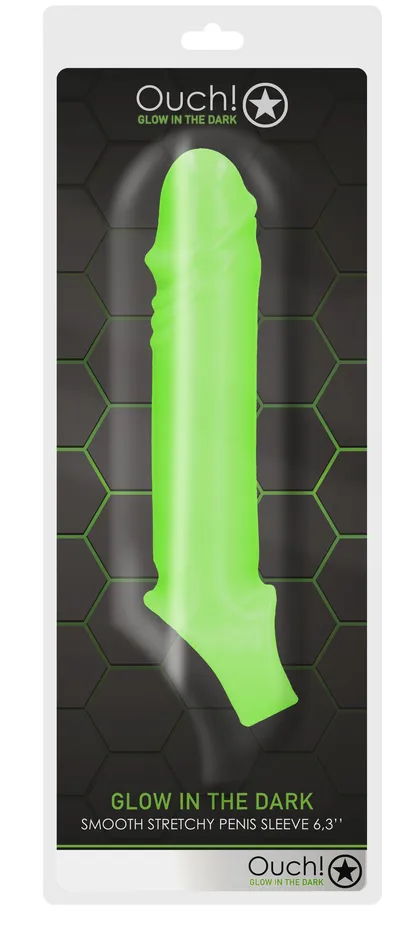 Shots Ouch Male Sex Toys Smooth Stretchy Penis Sleeve Glow in the Dark