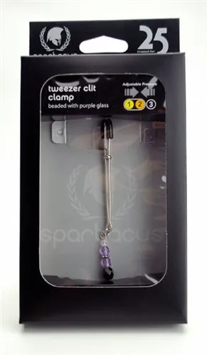 Spartacus Adjustable Clit Clamp With Purple Beads Male Sex Toys