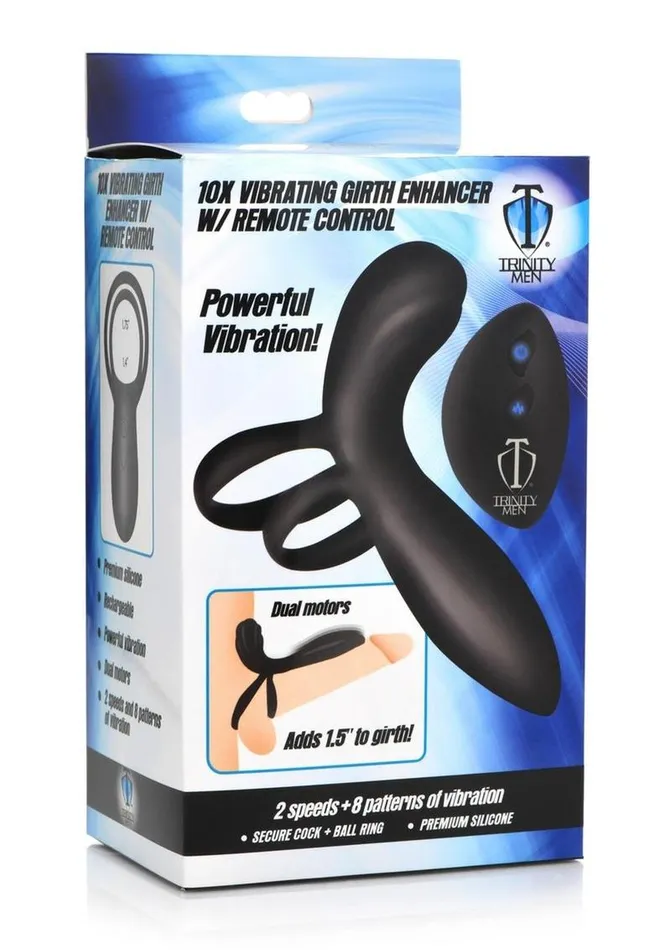 Trinity Men Trinity Men Rechargeable Silicone Vibrating Girth Enhancer with Remote Control Female Sex Toys