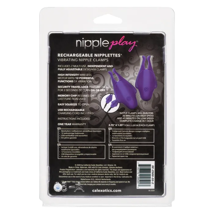 Vibrators CalExotics Nipple Play Rechargeable Nipplettes Purple Vibrators CalExotics Nipple Play Rechargeable Nipplettes Purple