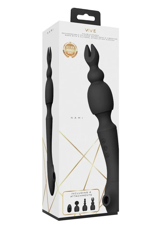 Vibrators Vive Rechargeable Silicone Nami Pulse Wave and Vibrating Wand Vive by Shots Vibrators Vive Rechargeable Silicone Nami Pulse Wave and Vibrating Wand Vive by Shots