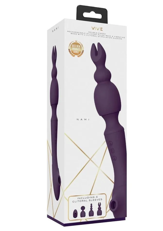 Vibrators Vive Rechargeable Silicone Nami Pulse Wave and Vibrating Wand Vive by Shots Vibrators Vive Rechargeable Silicone Nami Pulse Wave and Vibrating Wand Vive by Shots