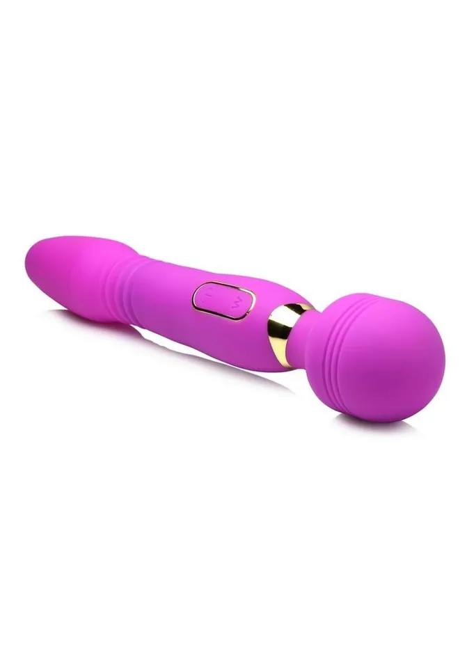 Vibrators Wand Essentials Wand Essential Ultra ThrustHer Deluxe Rechargeable Silicone Thrusting and Vibrating Wand