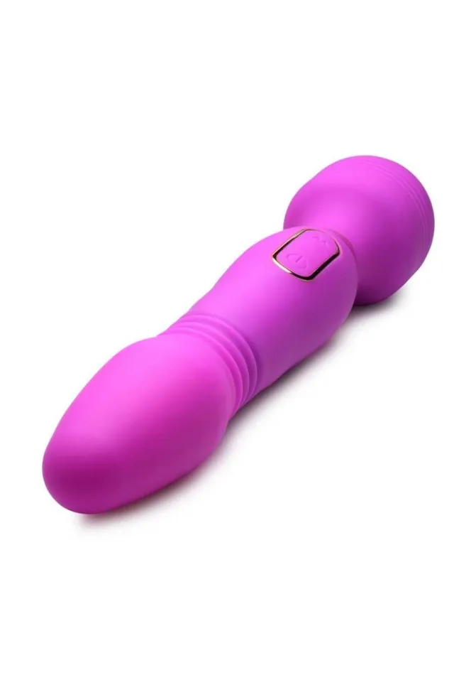 Vibrators Wand Essentials Wand Essential Ultra ThrustHer Deluxe Rechargeable Silicone Thrusting and Vibrating Wand