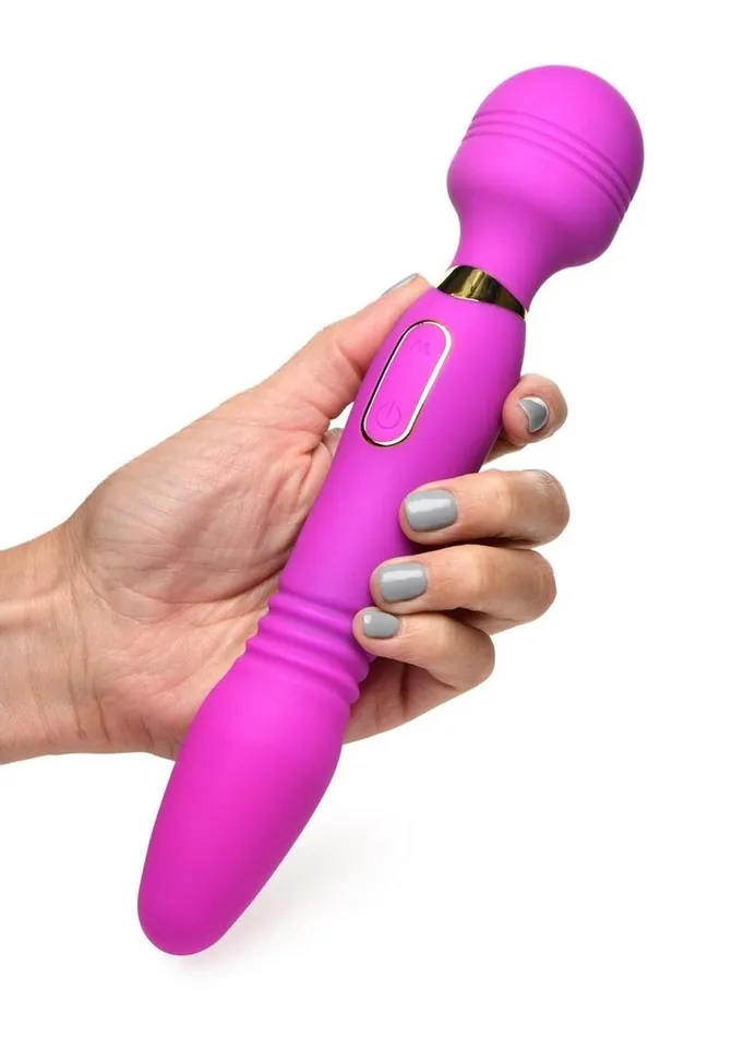 Vibrators Wand Essentials Wand Essential Ultra ThrustHer Deluxe Rechargeable Silicone Thrusting and Vibrating Wand