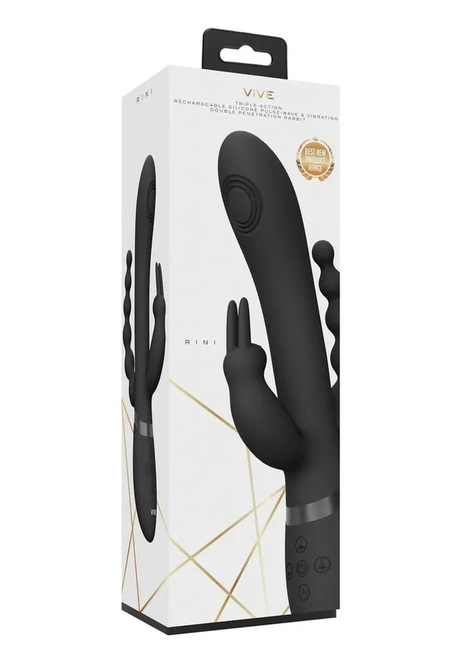 Vive by Shots Vibrators Vive Rini Rechargeable Silicone Pulse Wave and Vibrating Double Penetration Rabbit