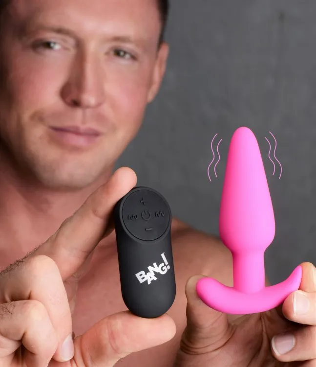XR Brands Bang Male Sex Toys 21x Silicone Butt Plug With Remote Pink XR Brands Bang Male Sex Toys 21x Silicone Butt Plug With Remote Pink