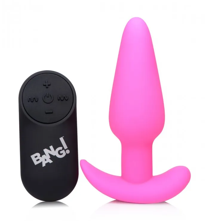 XR Brands Bang Male Sex Toys 21x Silicone Butt Plug With Remote Pink XR Brands Bang Male Sex Toys 21x Silicone Butt Plug With Remote Pink